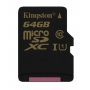 Карта памяти MicroSD 64GB Kingston (SDCX10/64GBSP) Class 10 UHS-I U1 R/W 90/45 MB/s без адаптера